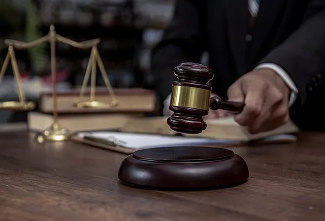 Judge's gavel in court